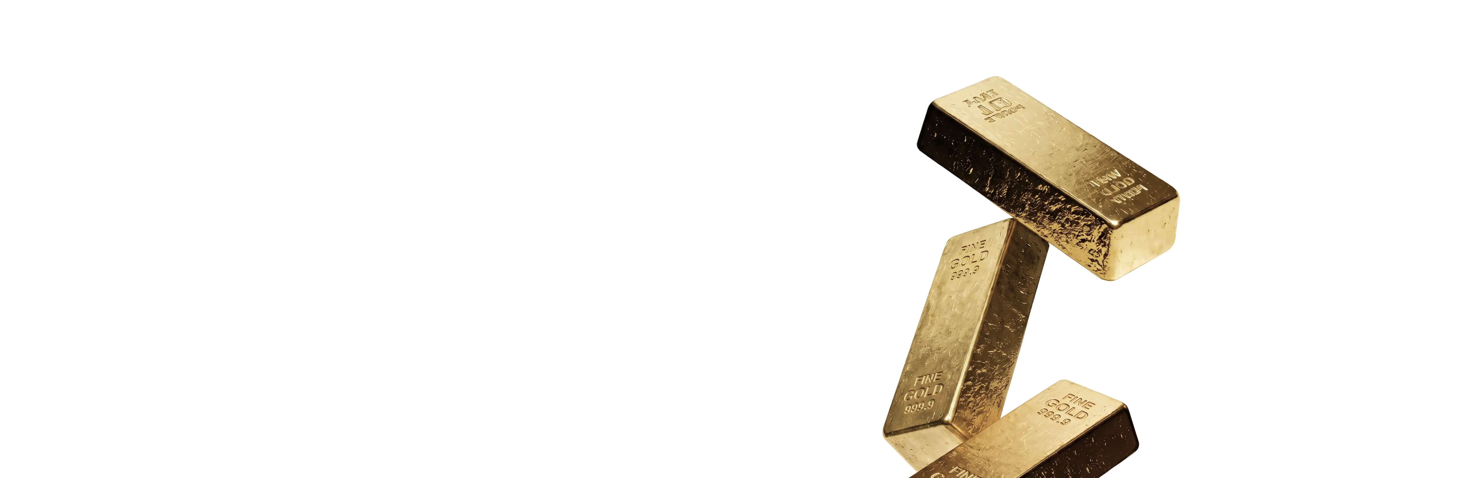 three gold bullion bars
