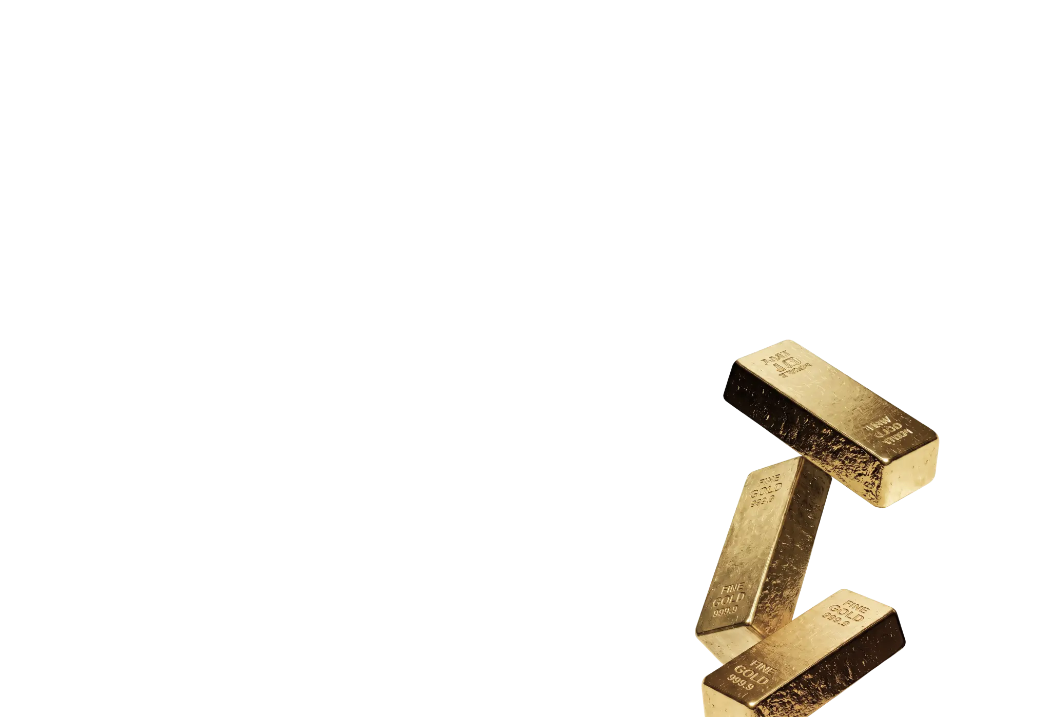 three gold bullion bars
