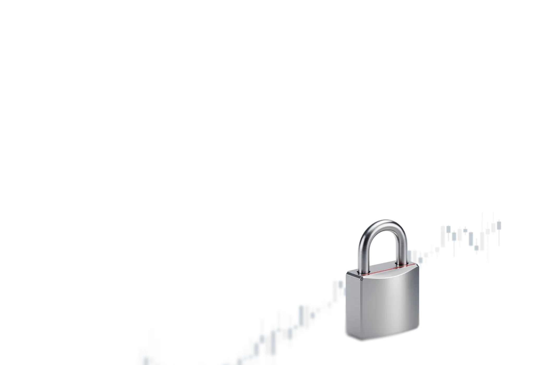 padlock with a candlestick chart