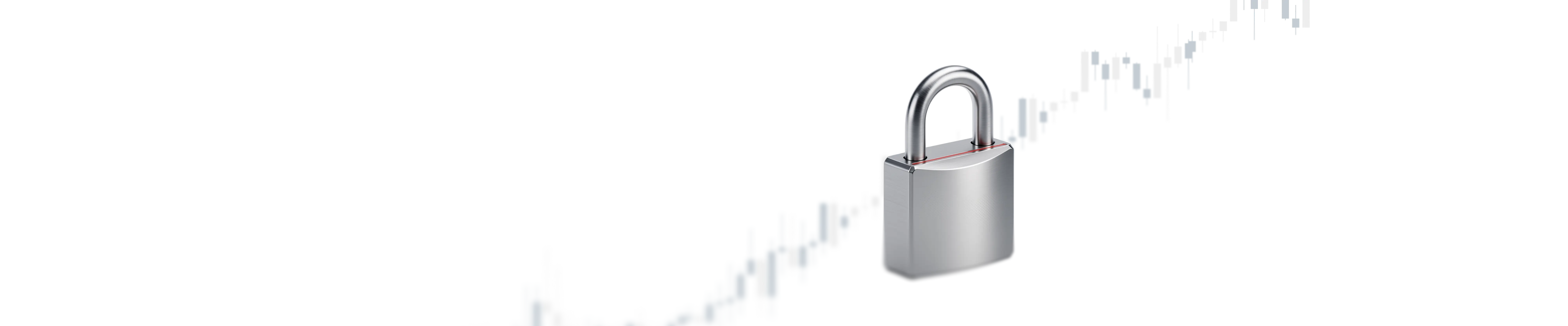 padlock with a candlestick chart