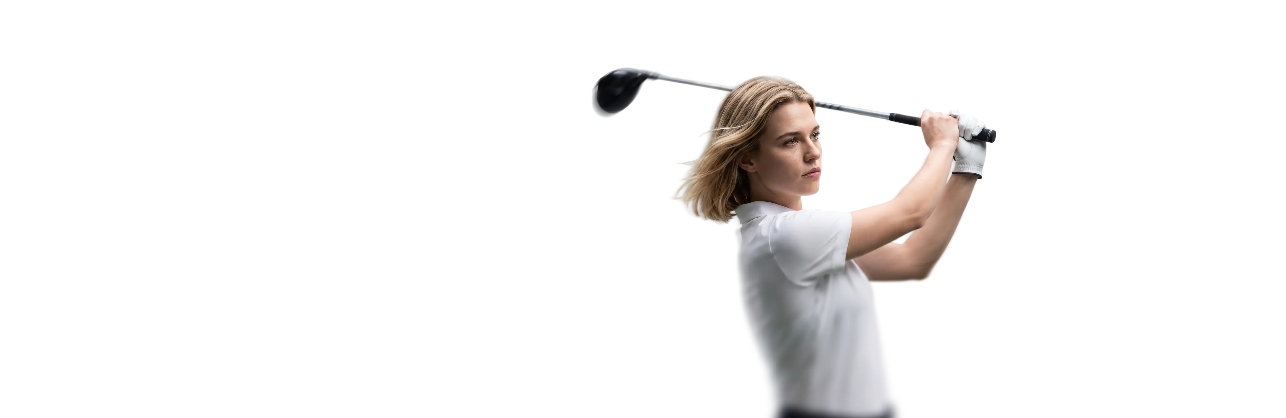 female golfer completing a golf swing