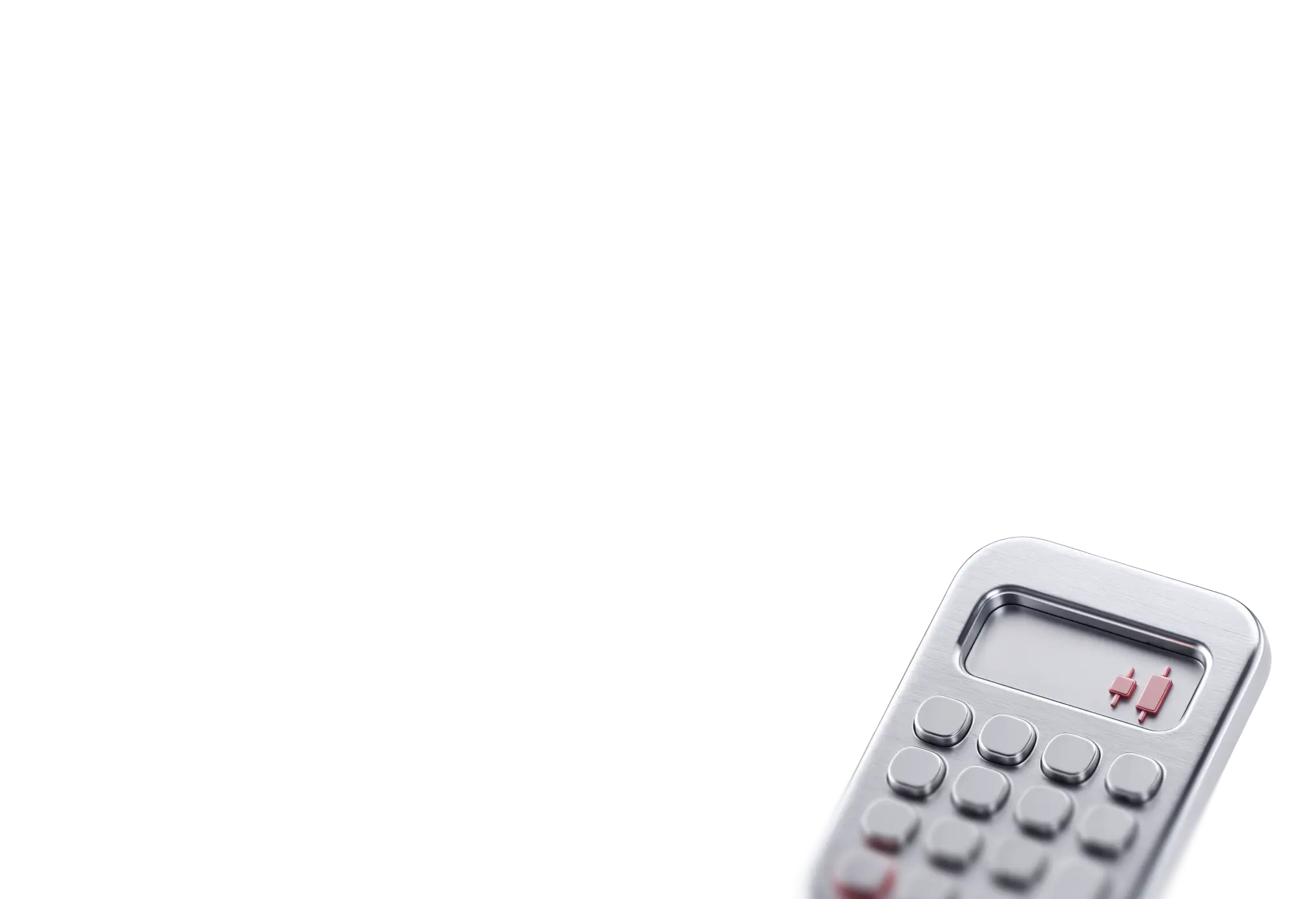 metallic calculator with candlestick chart icons